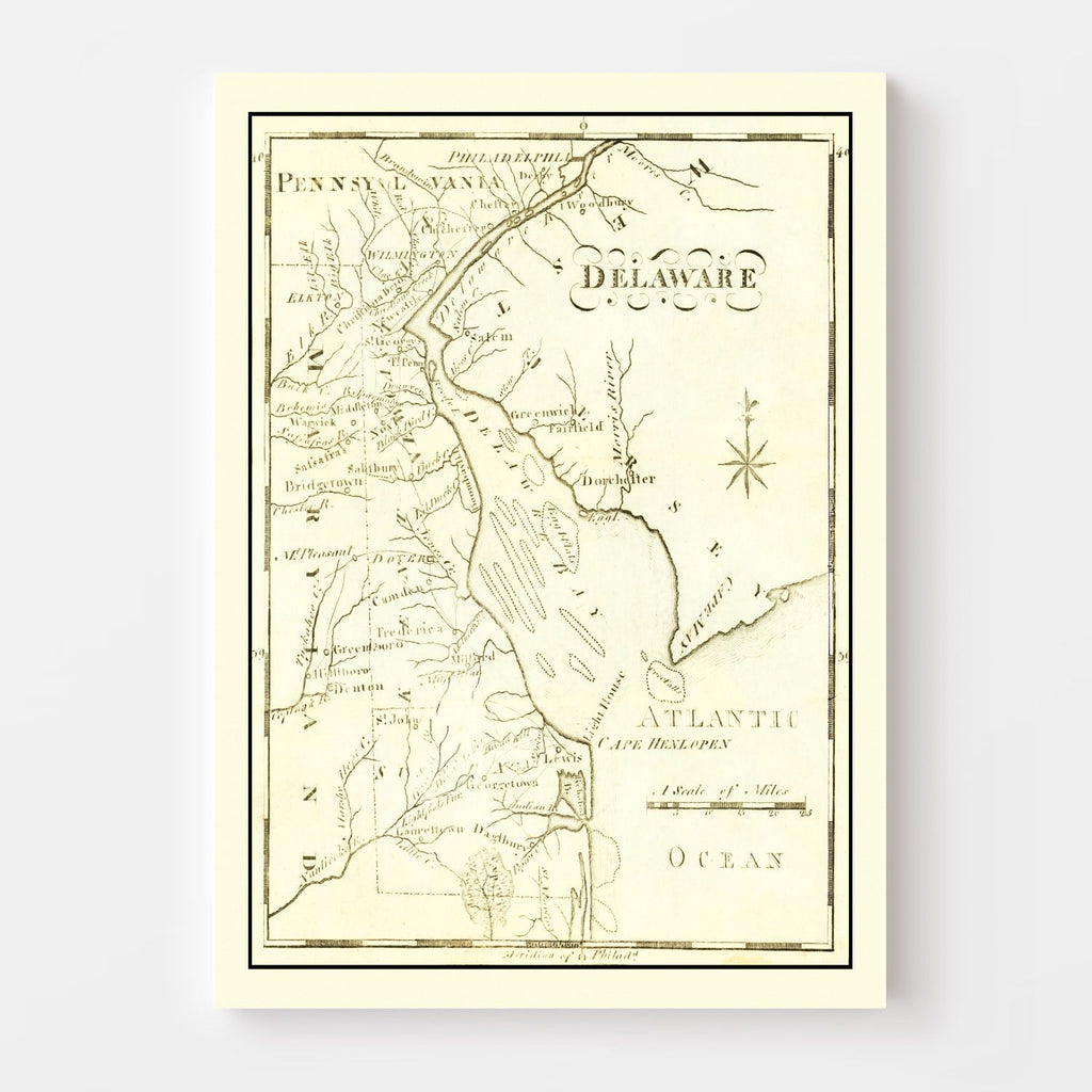 Vintage Map of Delaware 1795