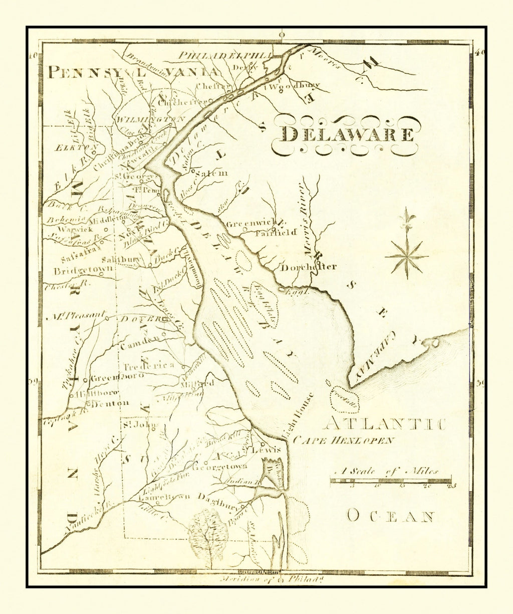 Vintage Map of Delaware 1795