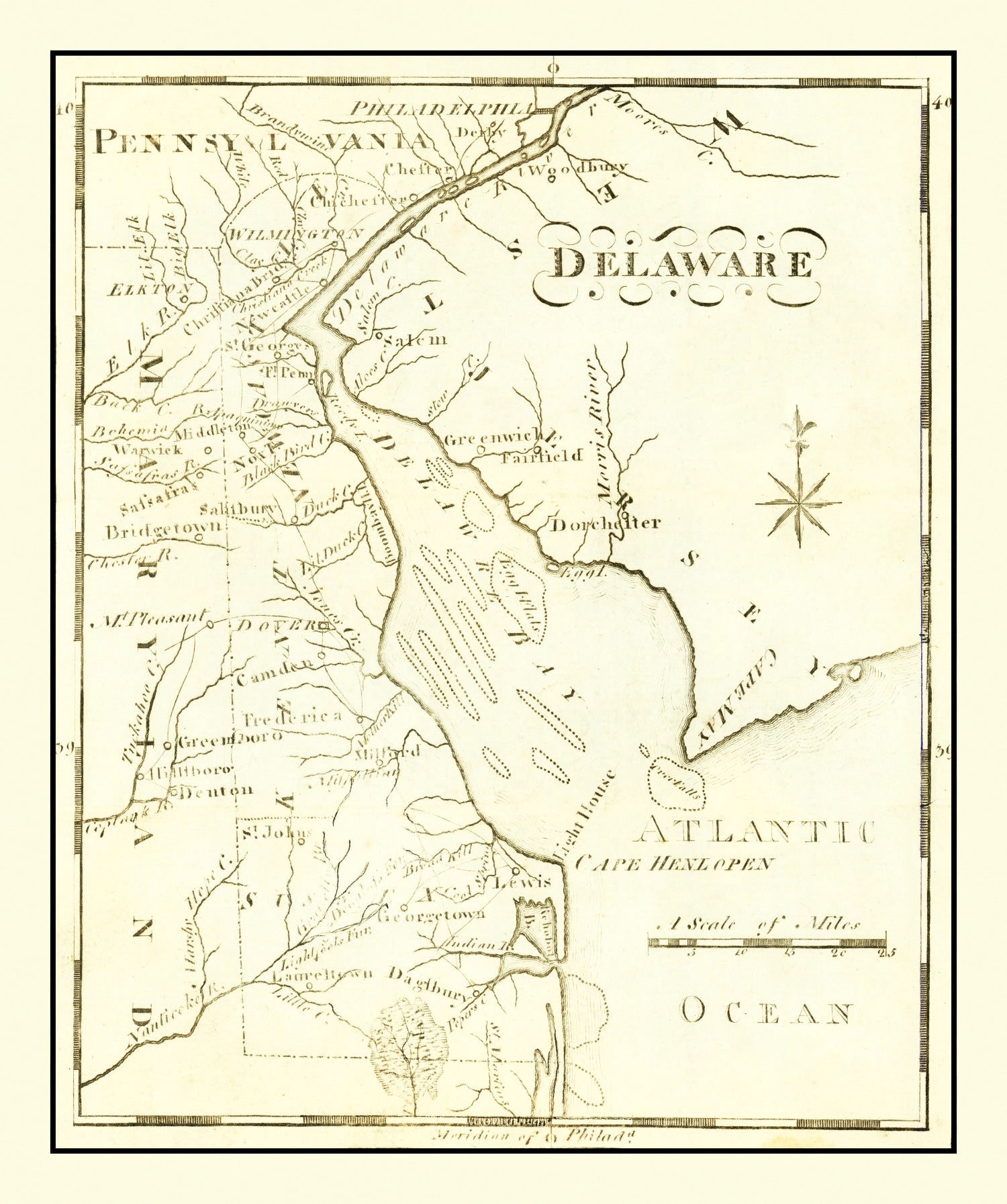 Vintage Map of Delaware 1795
