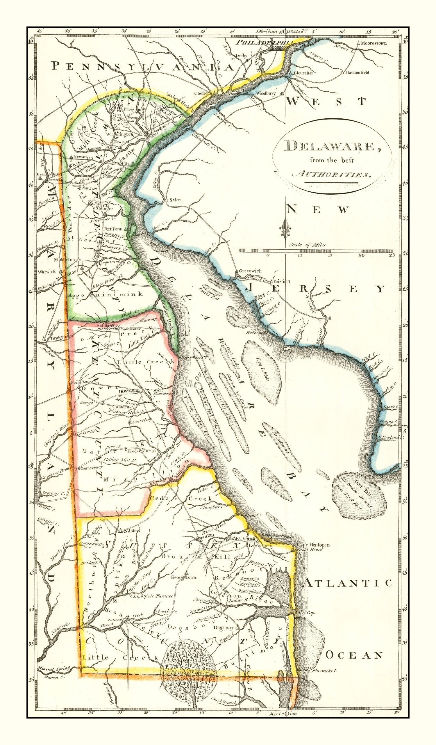Vintage Map of Delaware 1814