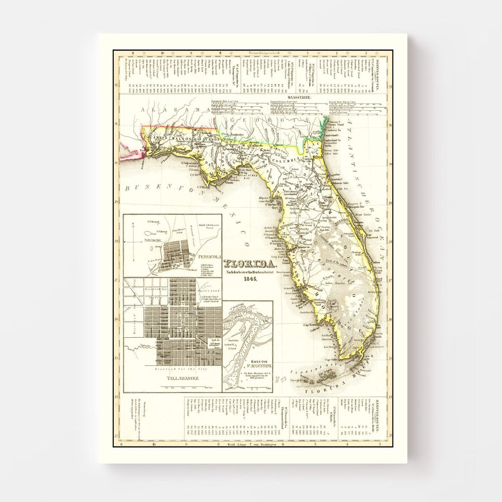 Vintage Map of Florida 1845