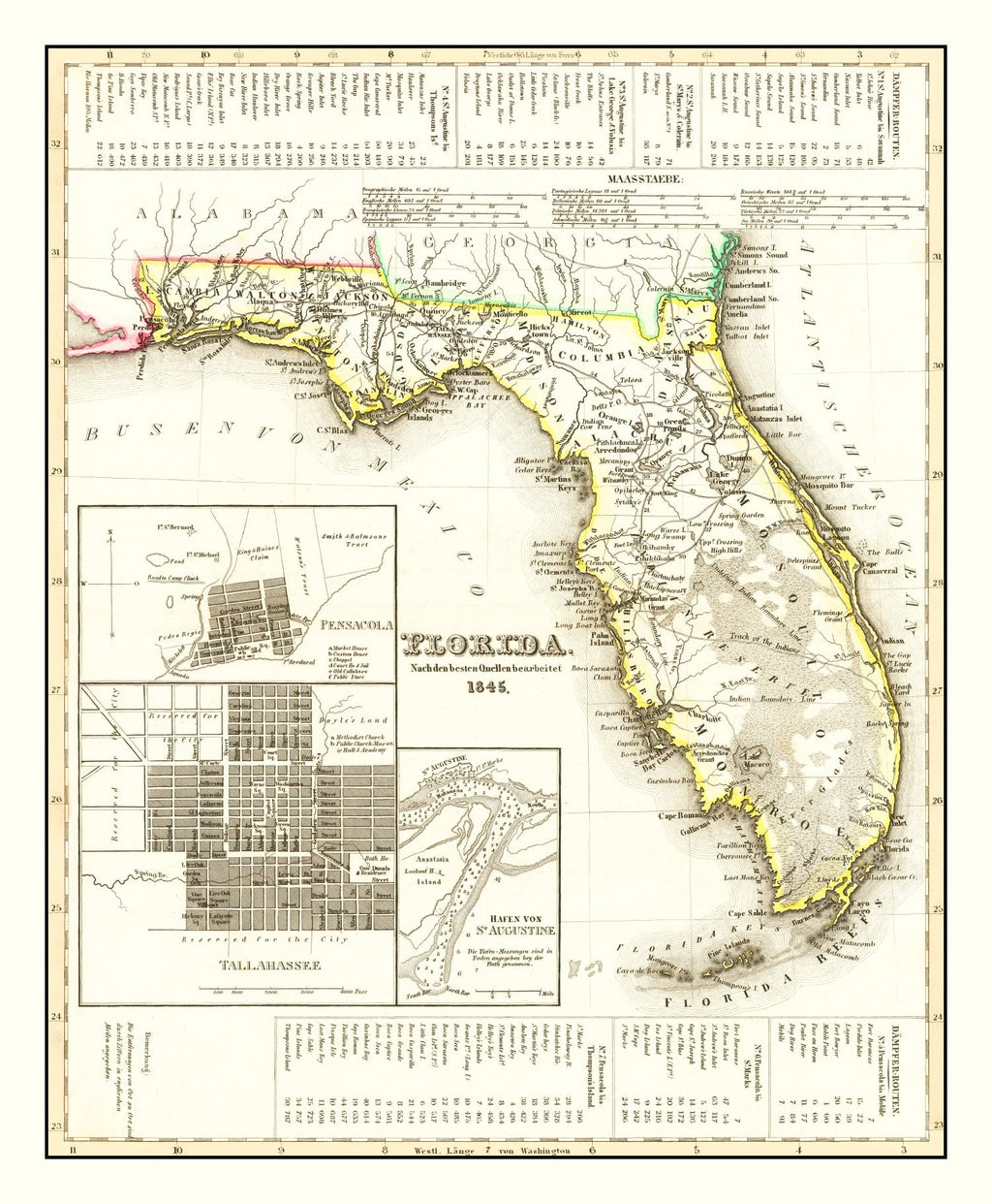 Vintage Map of Florida 1845