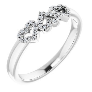 Sterling Silver .08 CTW Natural Diamond Heart Ring