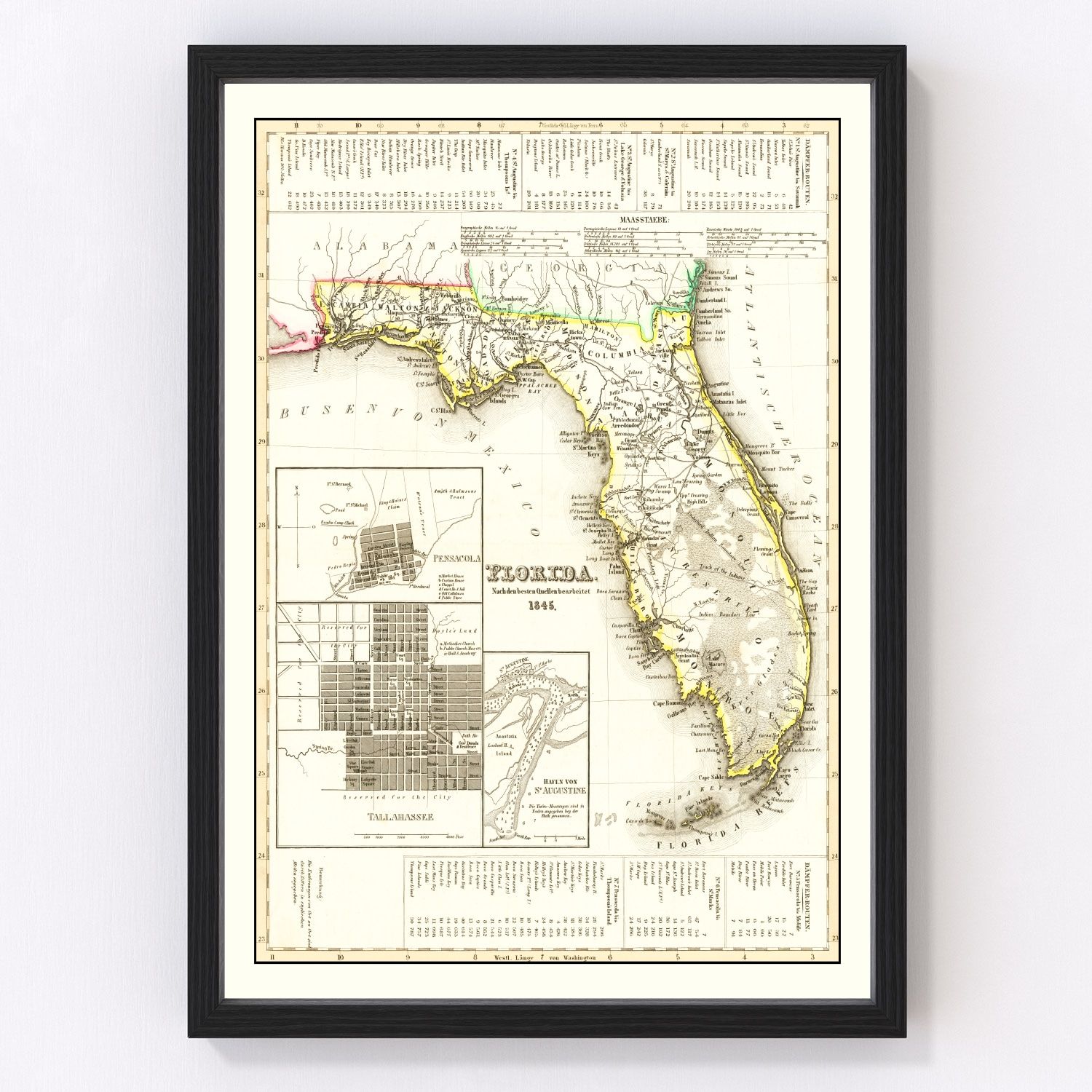 Vintage Map of Florida 1845