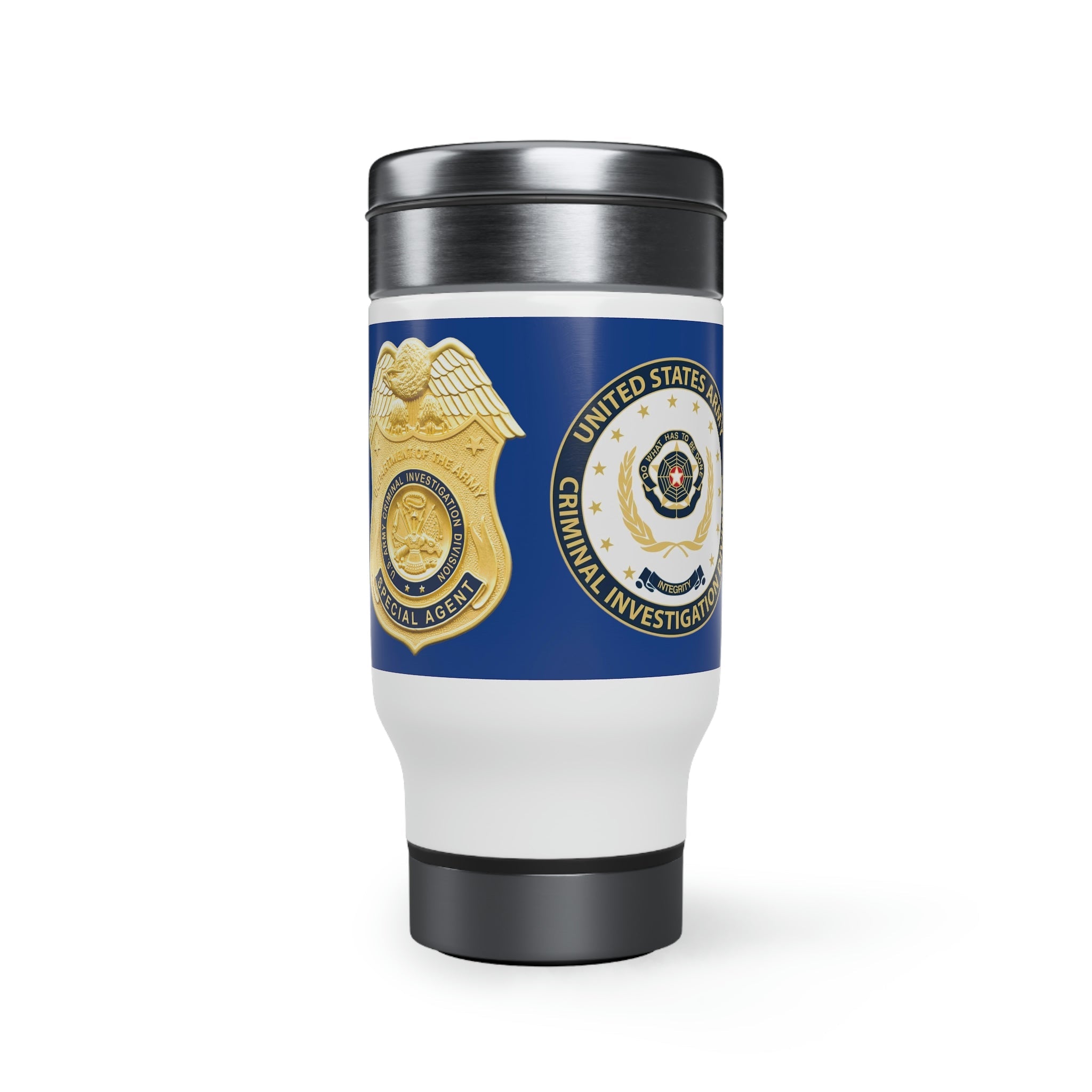 Army CID Badge and Seal - Stainless Steel Travel Mug with Handle, 14oz