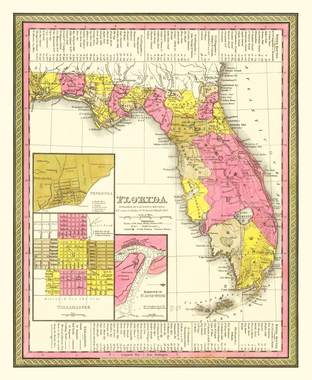Vintage Map of Florida 1847