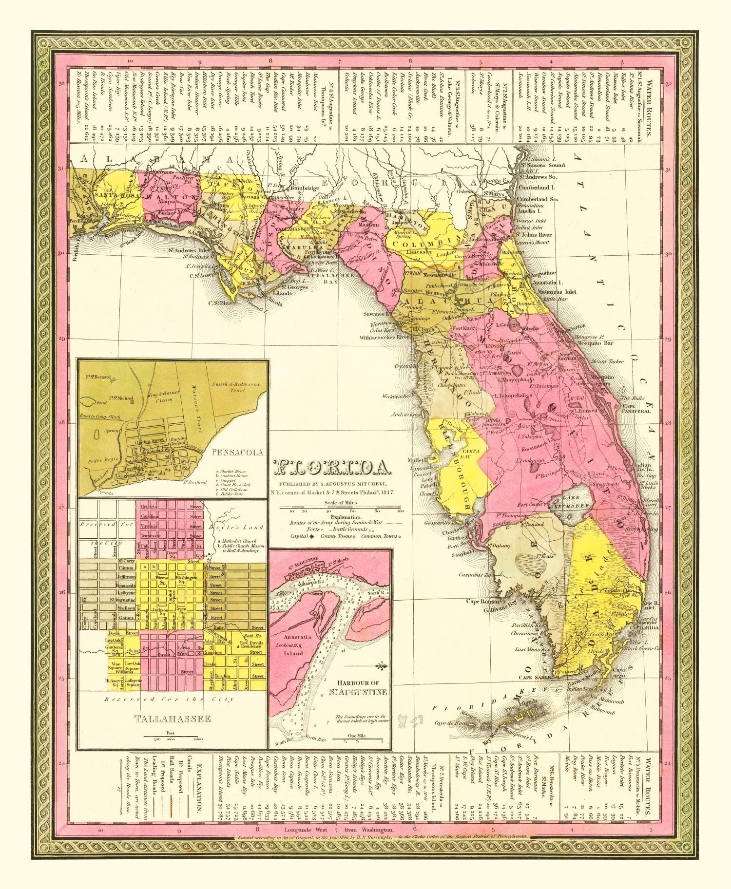 Vintage Map of Florida 1847