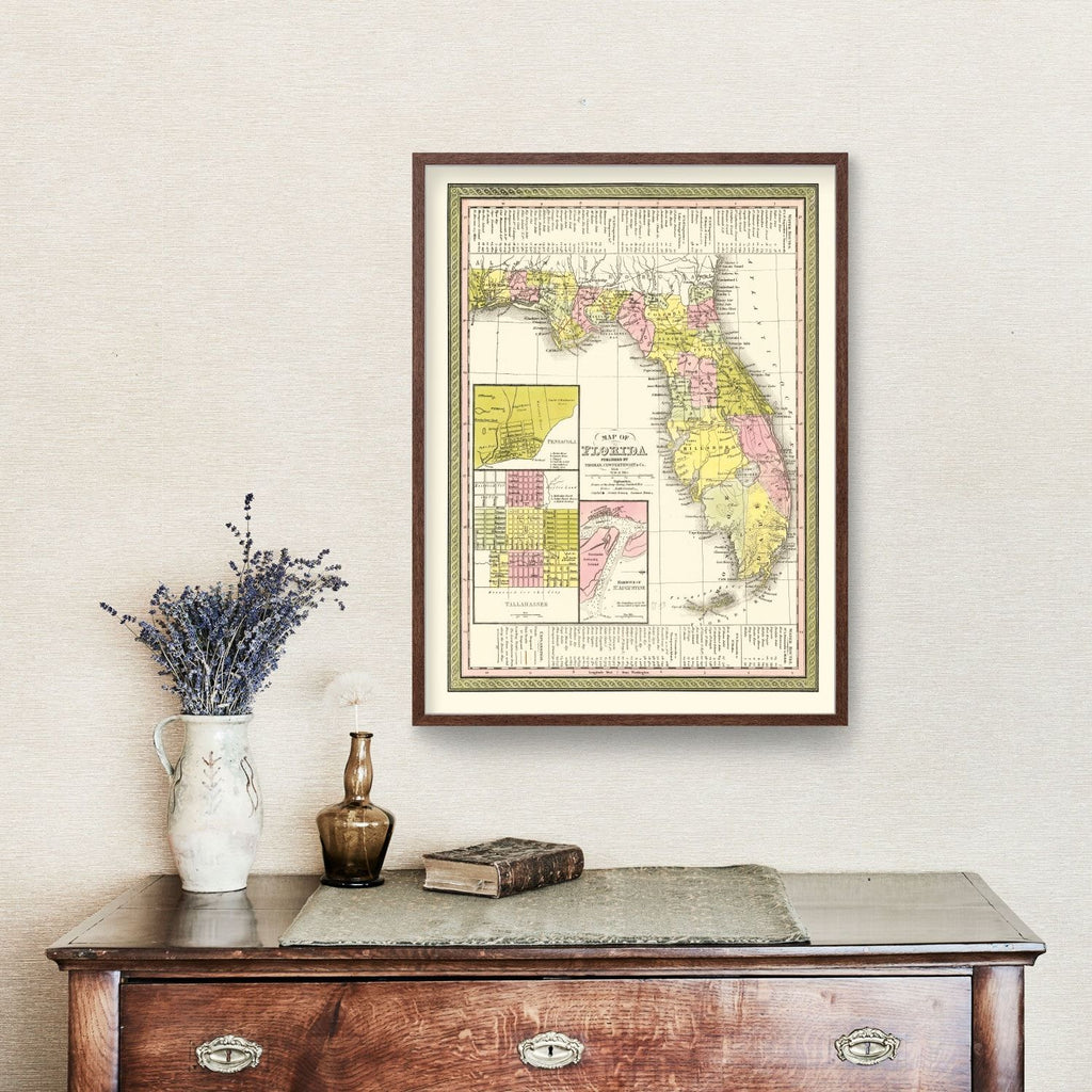 Vintage Map of Florida 1854