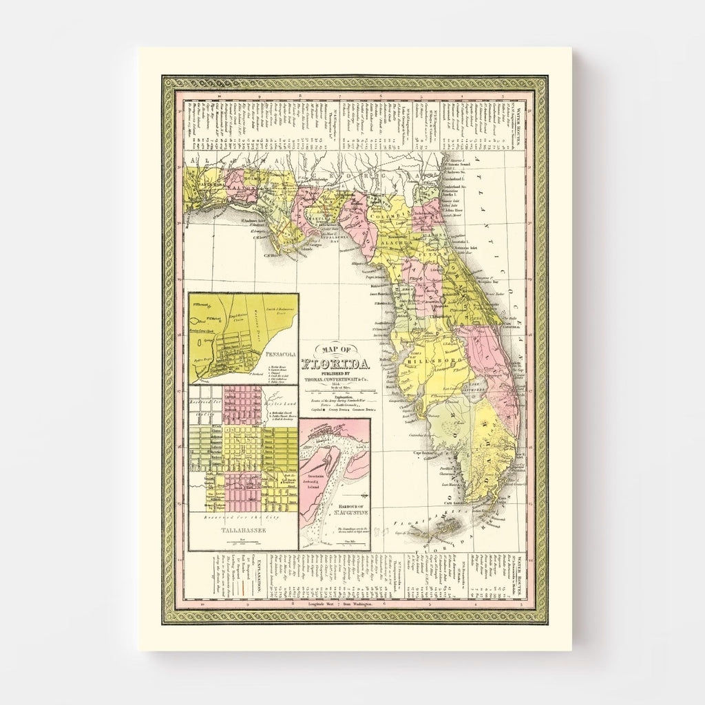 Vintage Map of Florida 1854