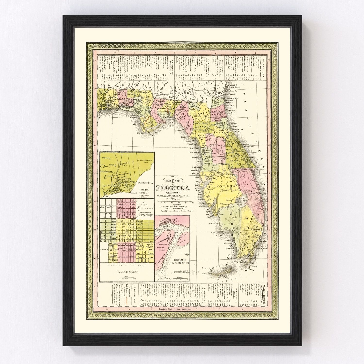 Vintage Map of Florida 1854