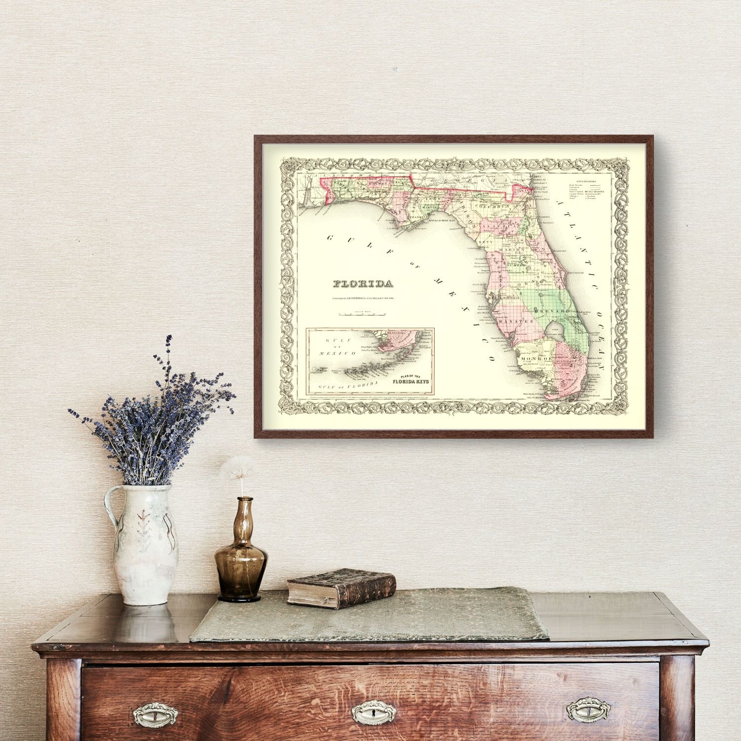 Vintage Map of Florida 1855