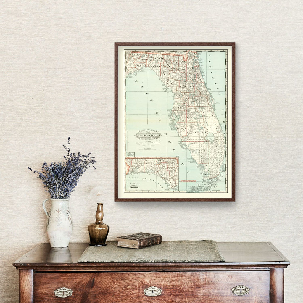 Vintage Map of Florida 1888