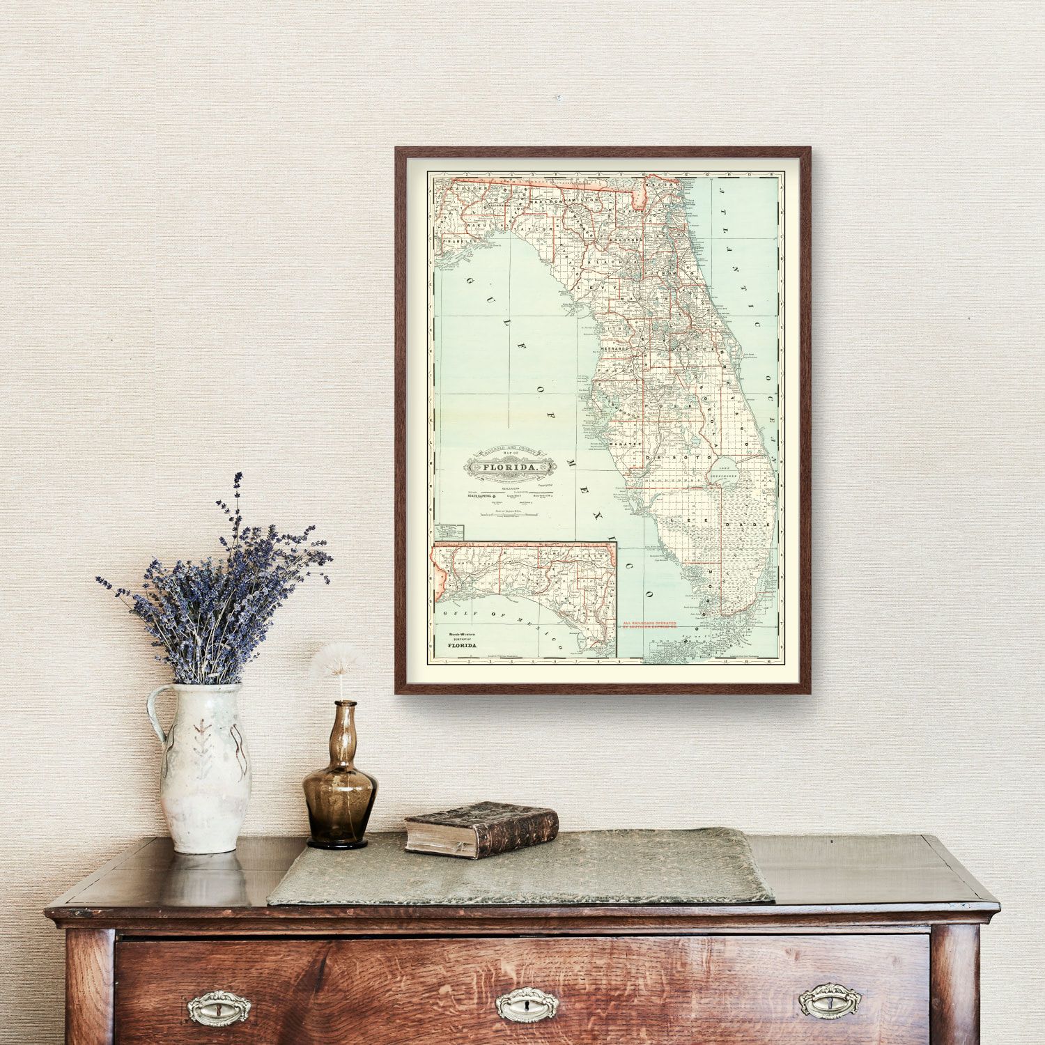 Vintage Map of Florida 1888