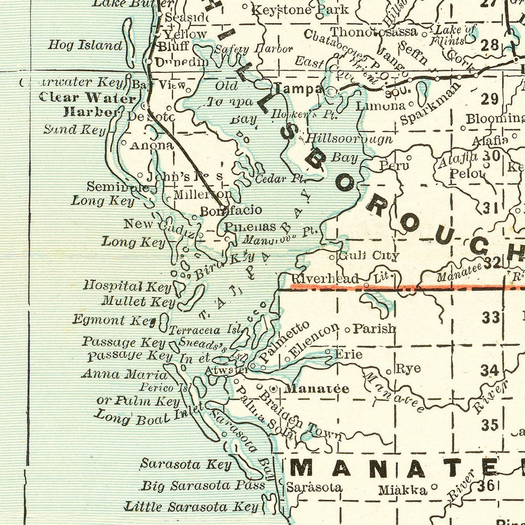 Vintage Map of Florida 1888