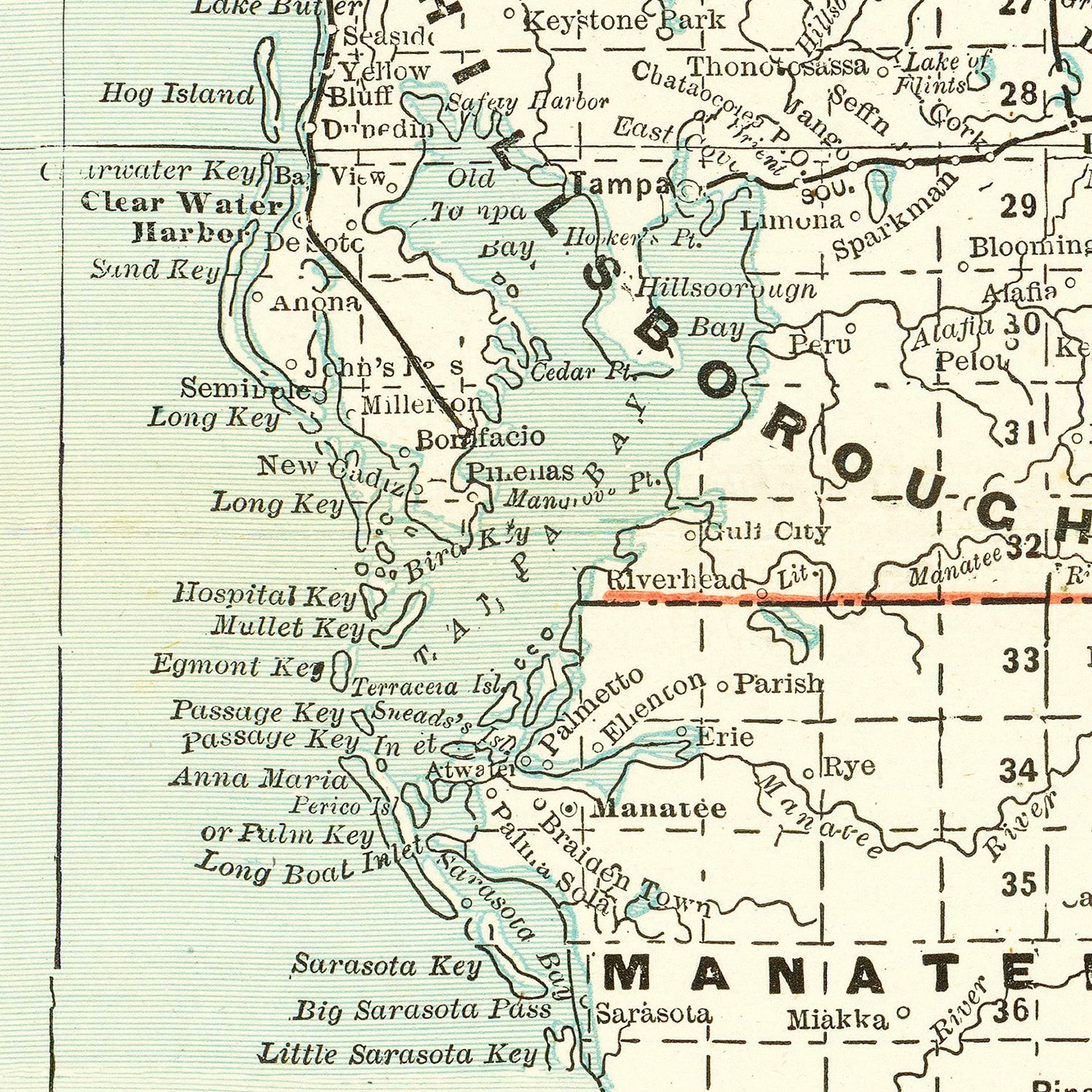 Vintage Map of Florida 1888