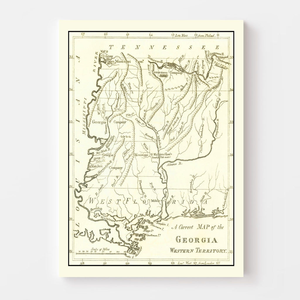 Vintage Map of Georgia 1797