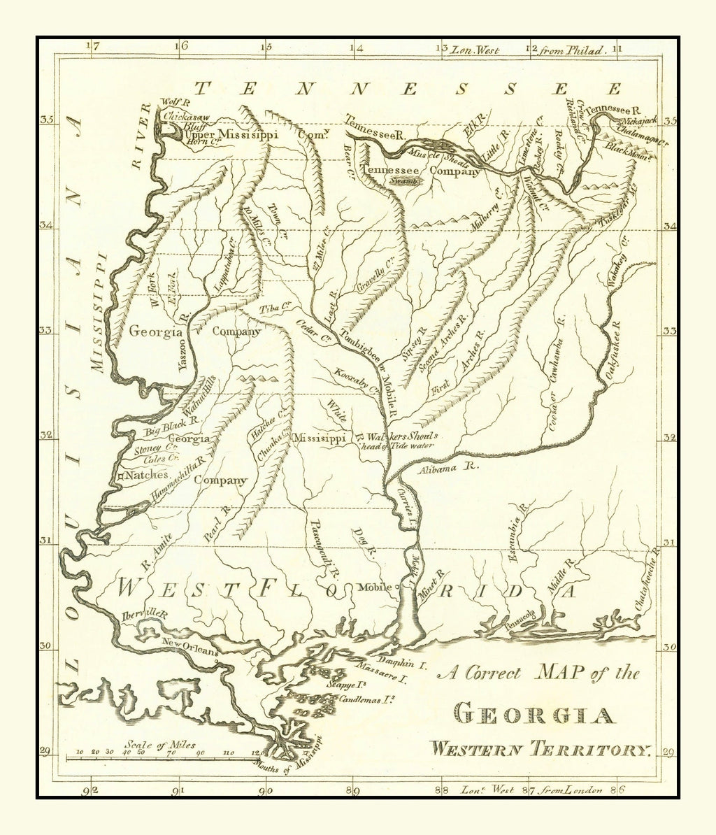 Vintage Map of Georgia 1797