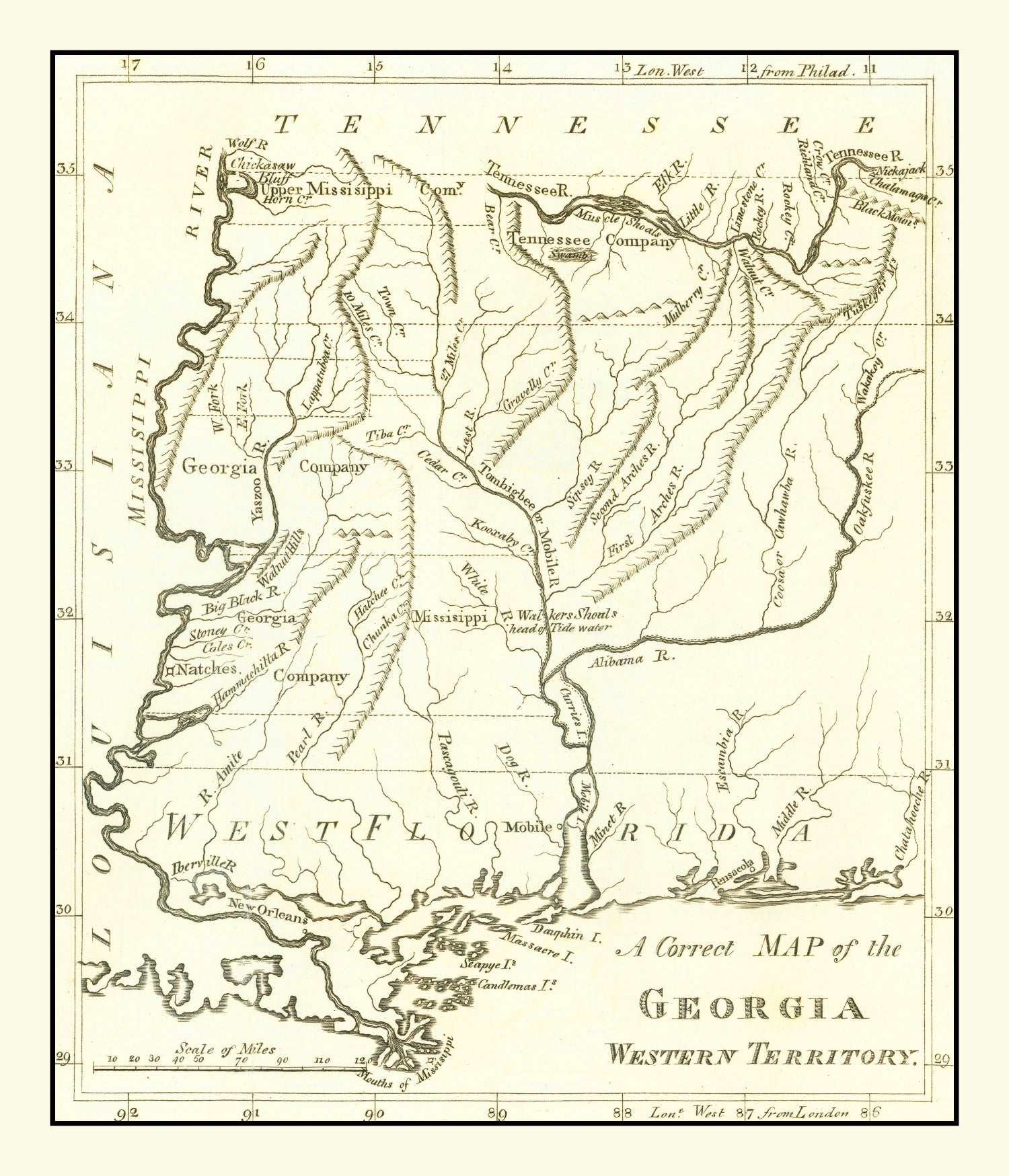 Vintage Map of Georgia 1797