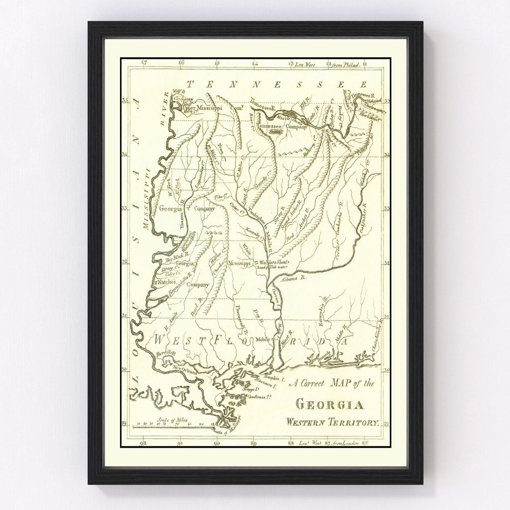 Vintage Map of Georgia 1797