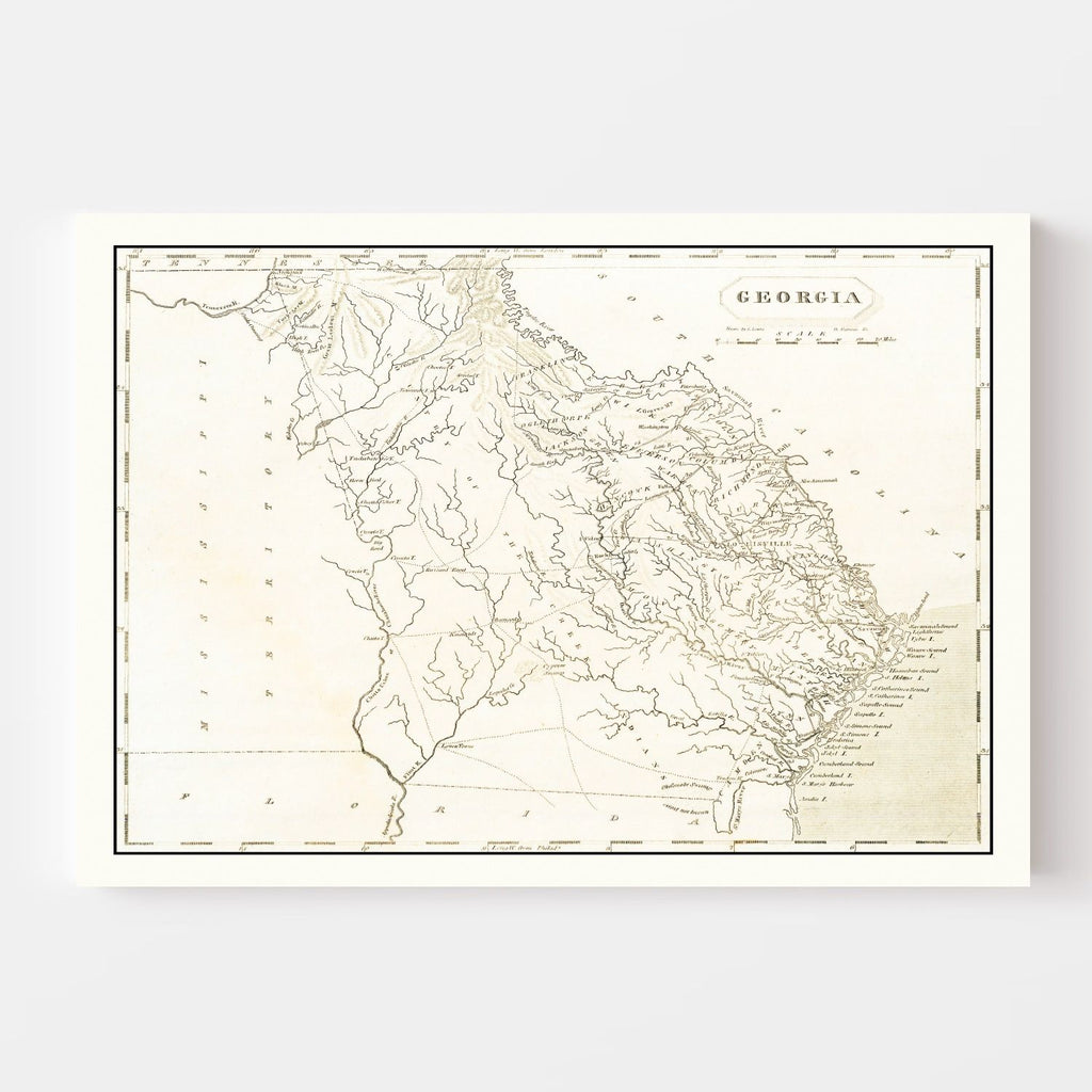 Vintage Map of Georgia 1805