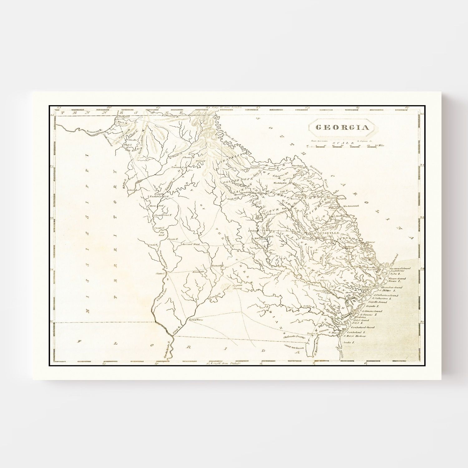 Vintage Map of Georgia 1805