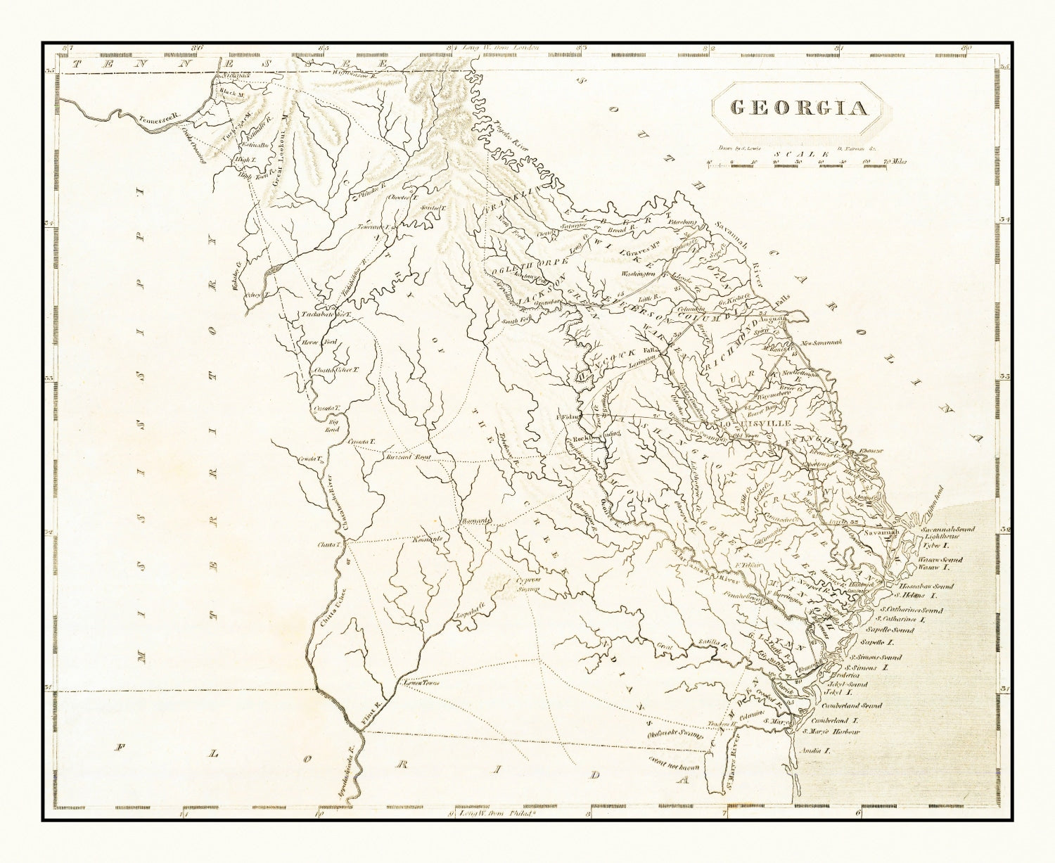 Vintage Map of Georgia 1805