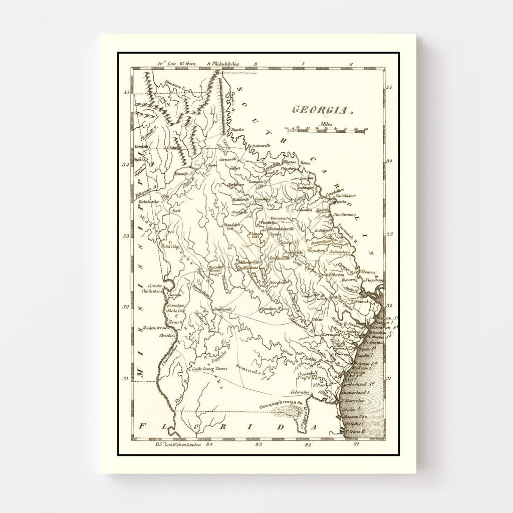 Vintage Map of Georgia 1814