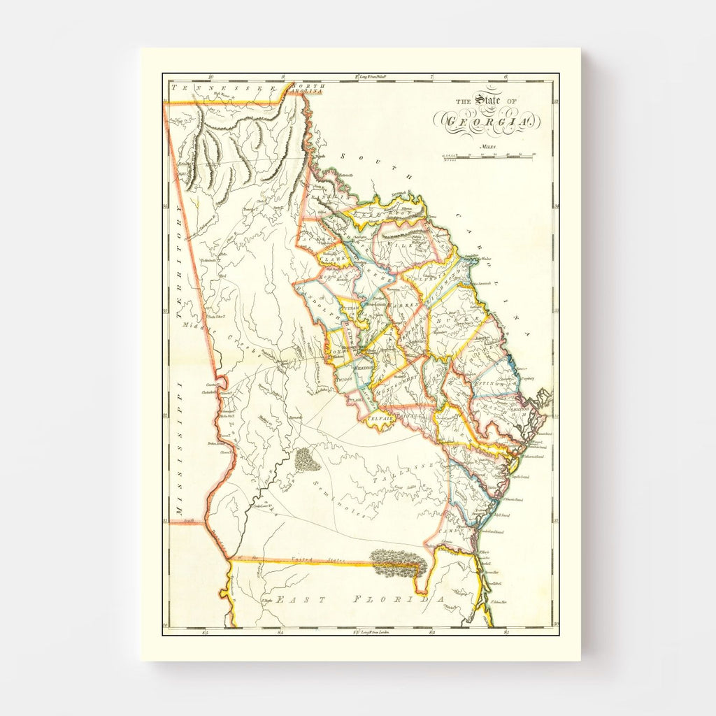 Vintage Map of Georgia 1814