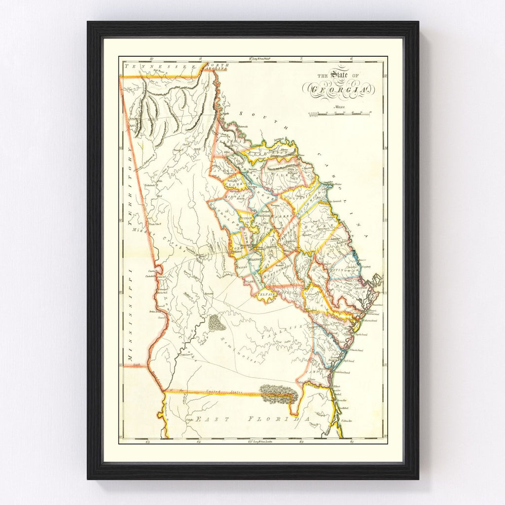 Vintage Map of Georgia 1814