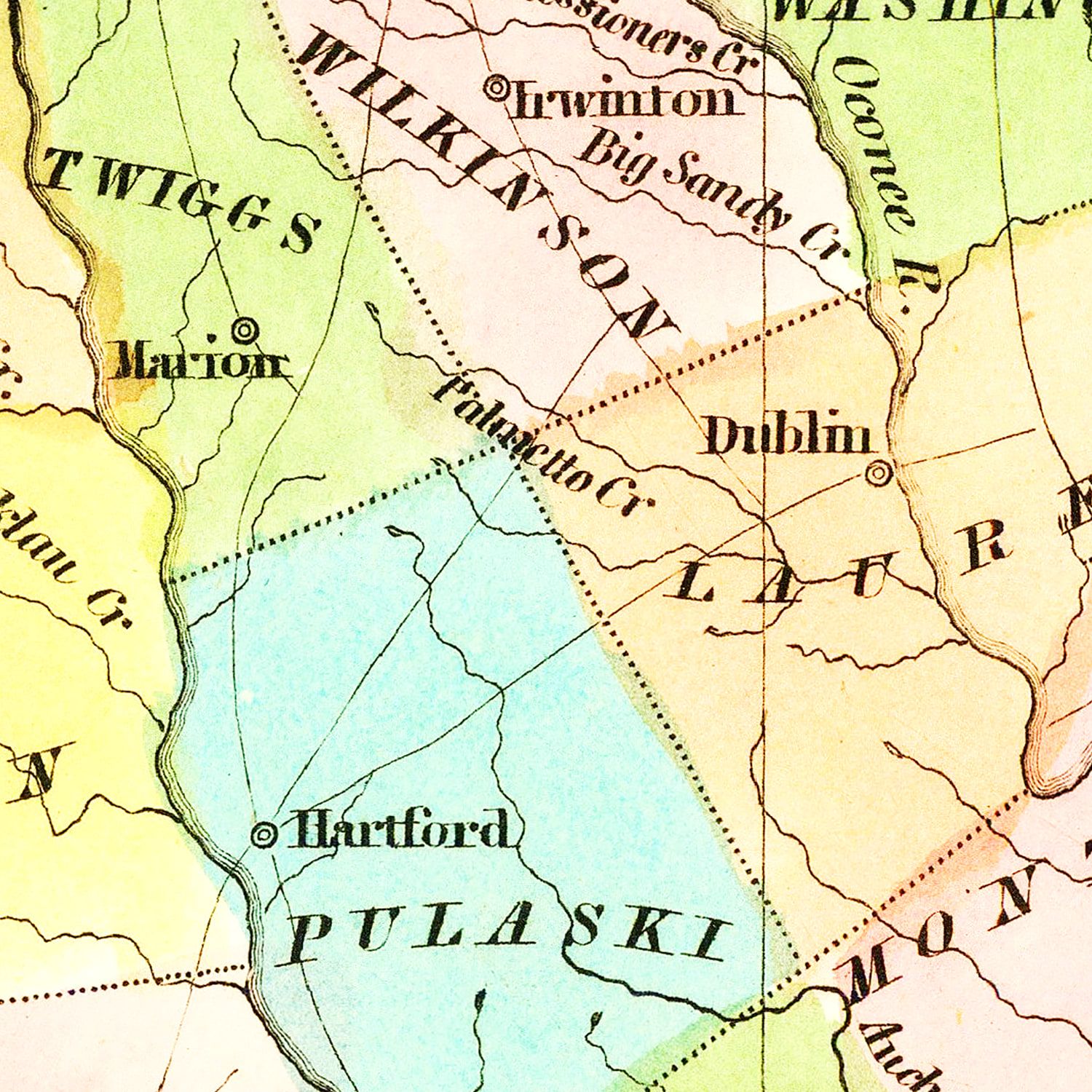 Vintage Map of Georgia 1834
