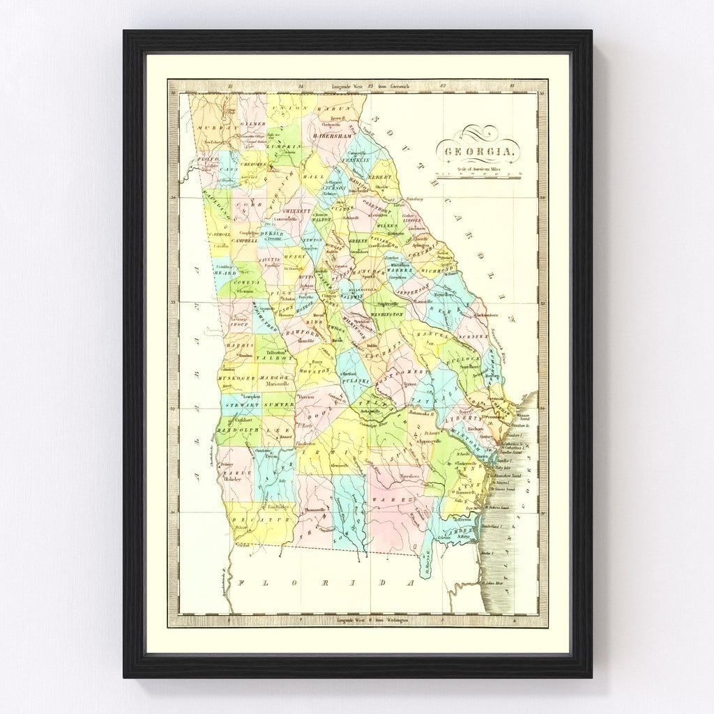 Vintage Map of Georgia 1834