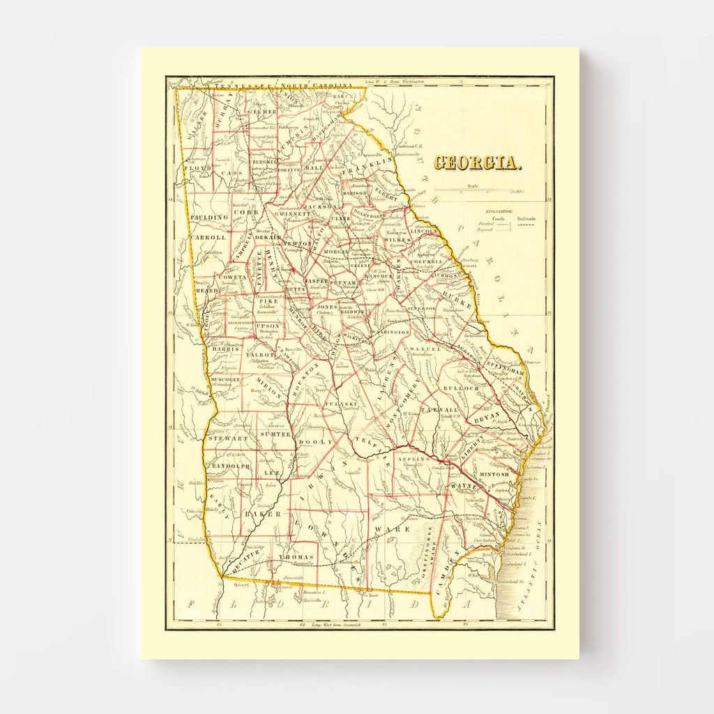 Vintage Map of Georgia 1835