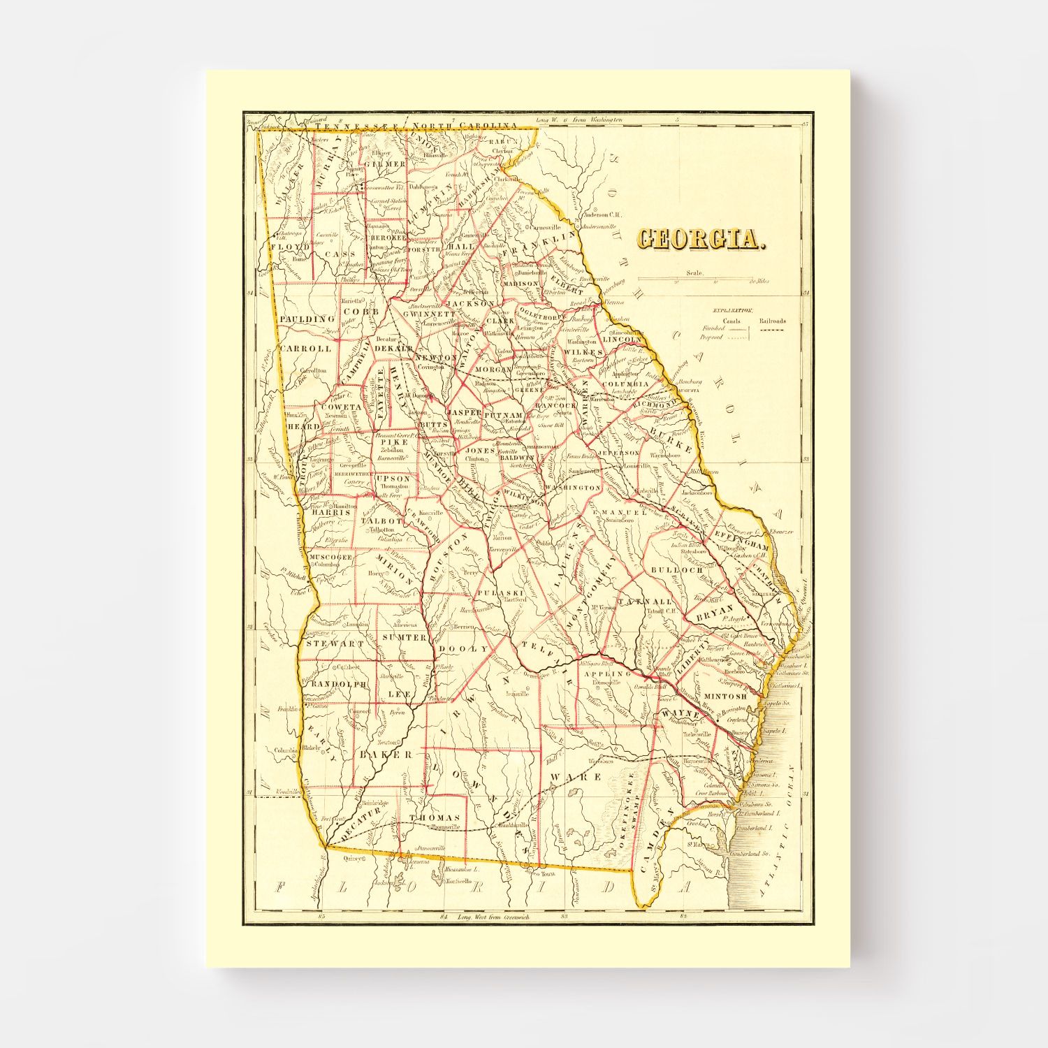 Vintage Map of Georgia 1835