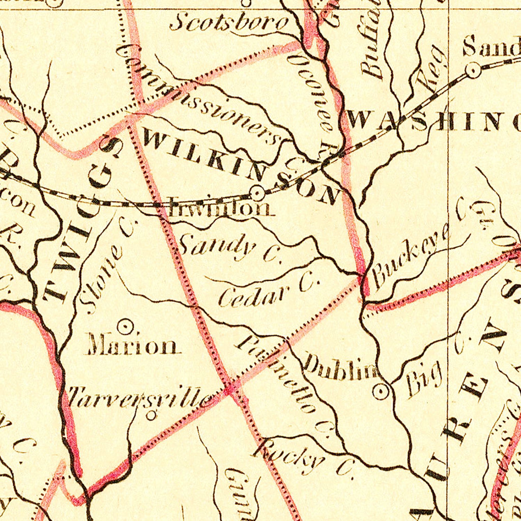 Vintage Map of Georgia 1835