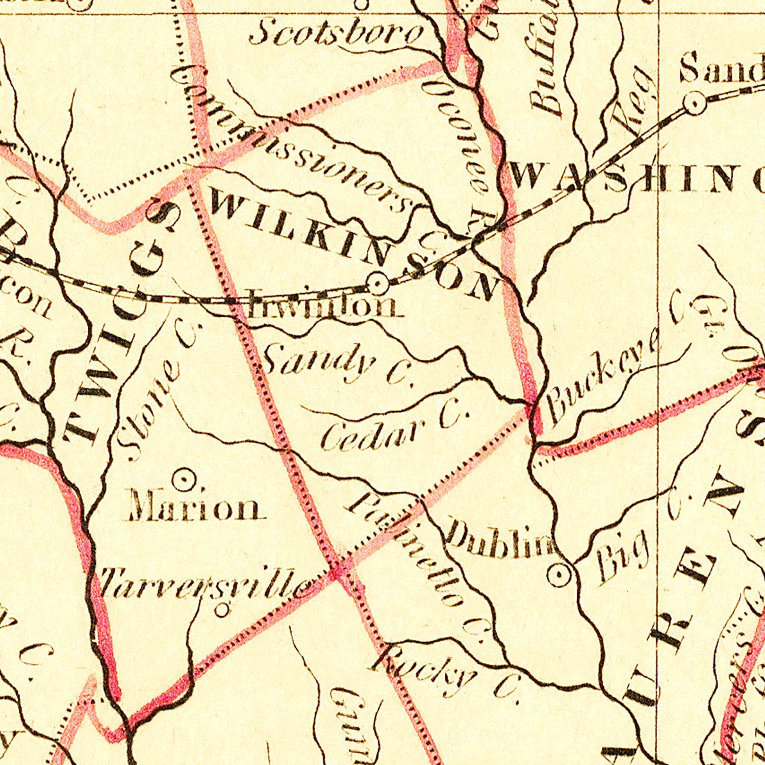 Vintage Map of Georgia 1835