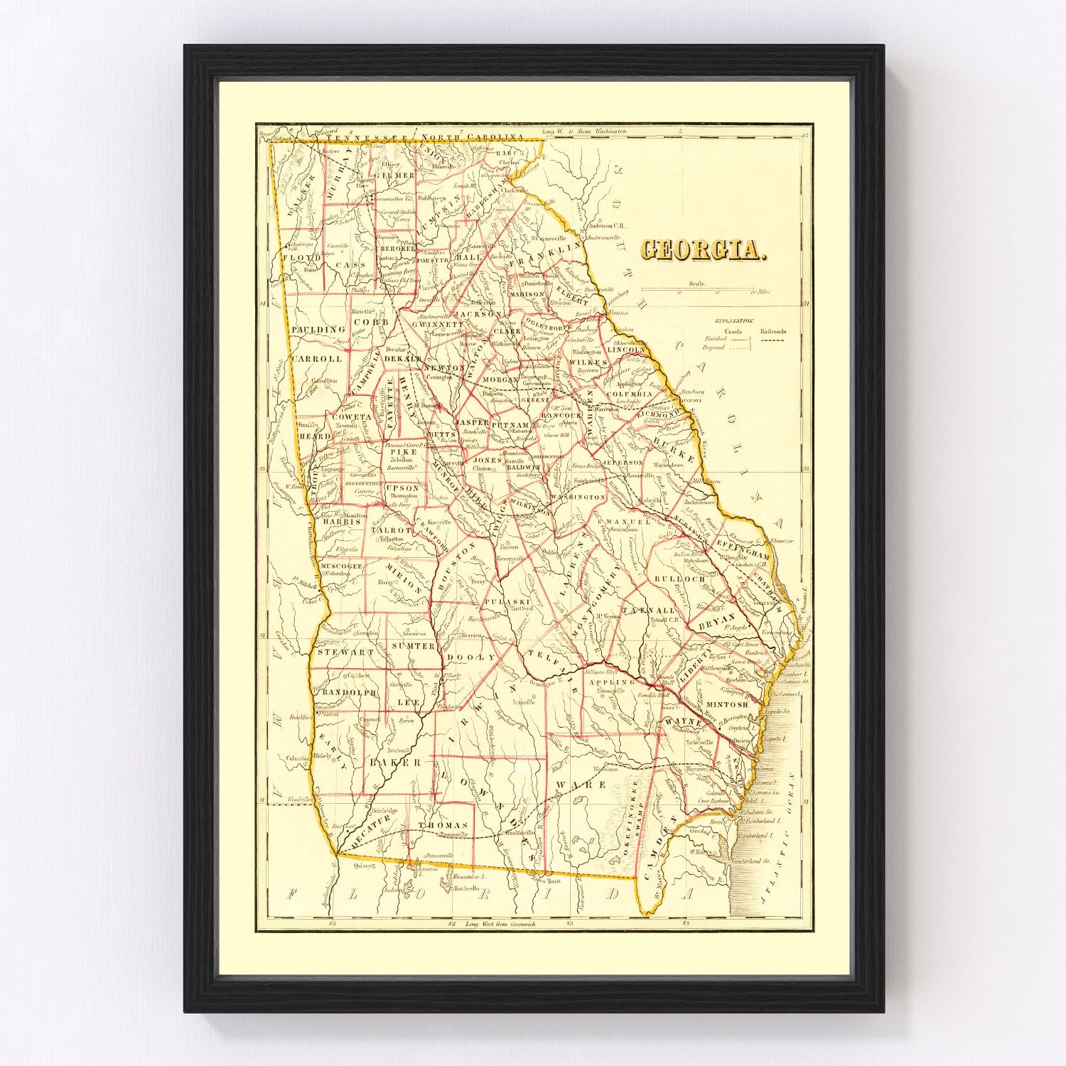 Vintage Map of Georgia 1835