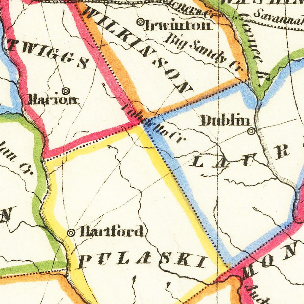 Vintage Map of Georgia 1836