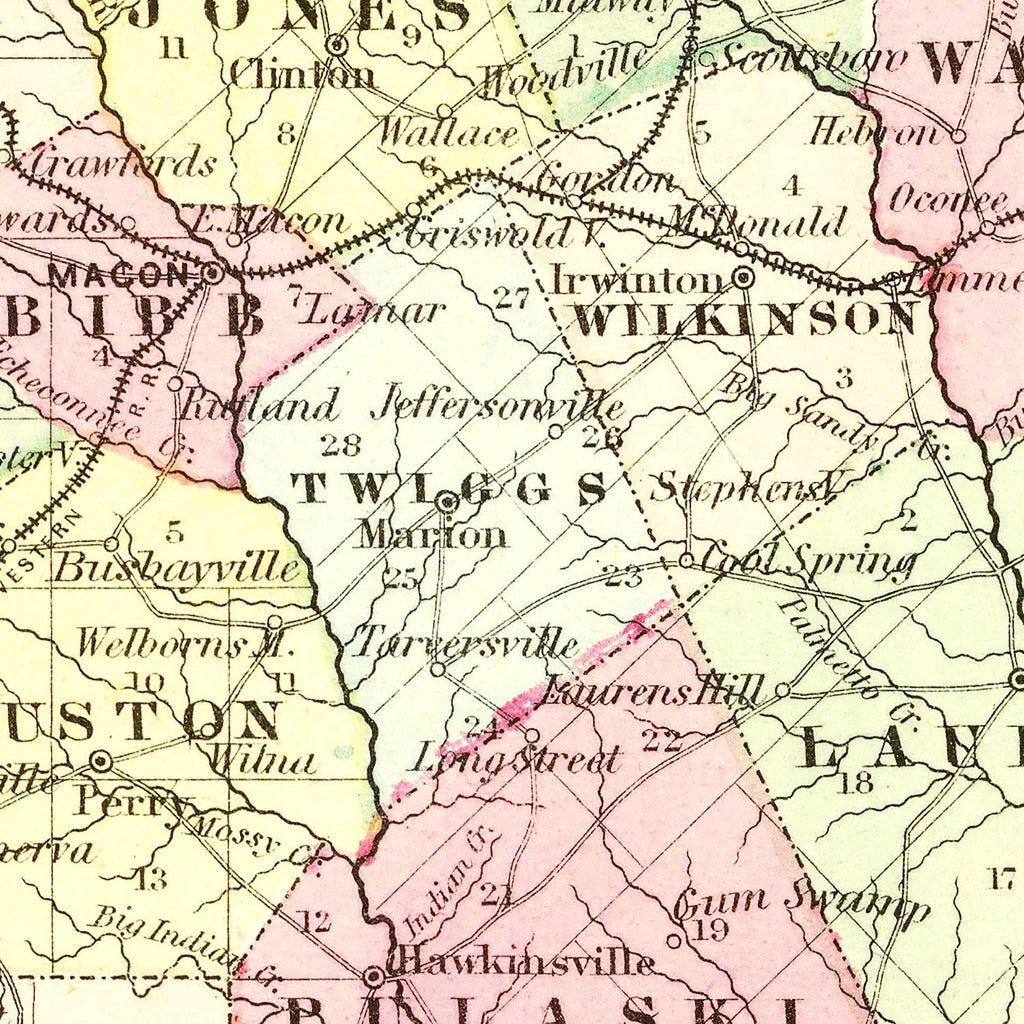 Vintage Map of Georgia 1855