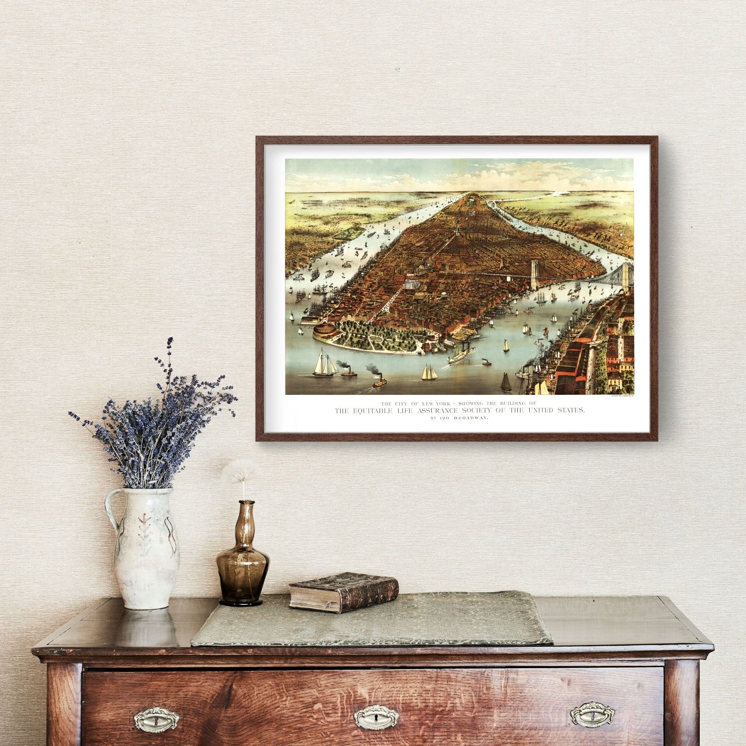 Vintage Map of New York City, New York 1870