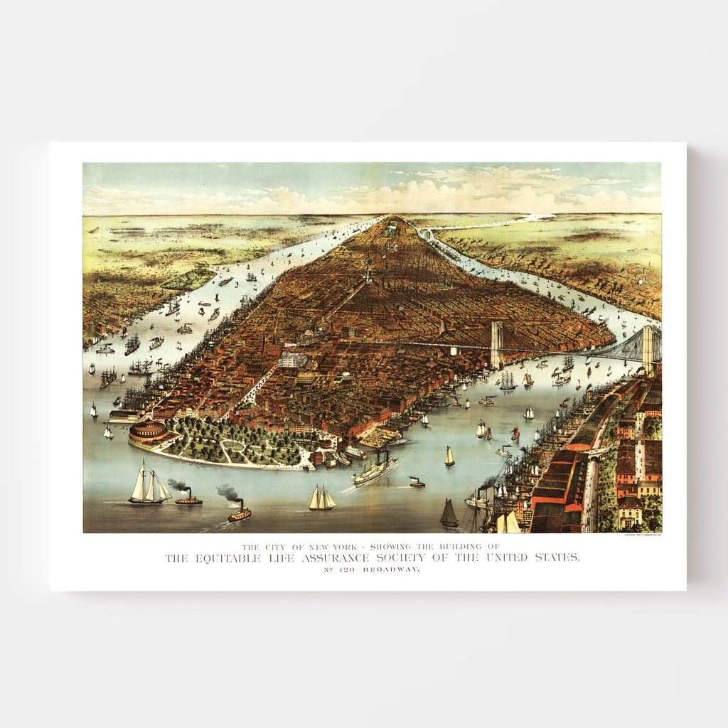 Vintage Map of New York City, New York 1870
