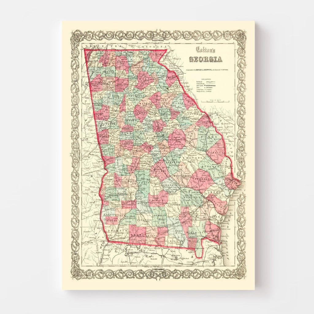 Vintage Map of Georgia 1859