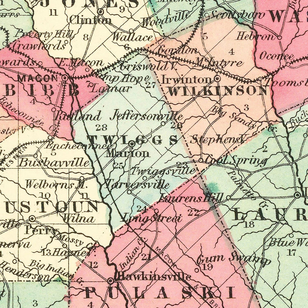 Vintage Map of Georgia 1859