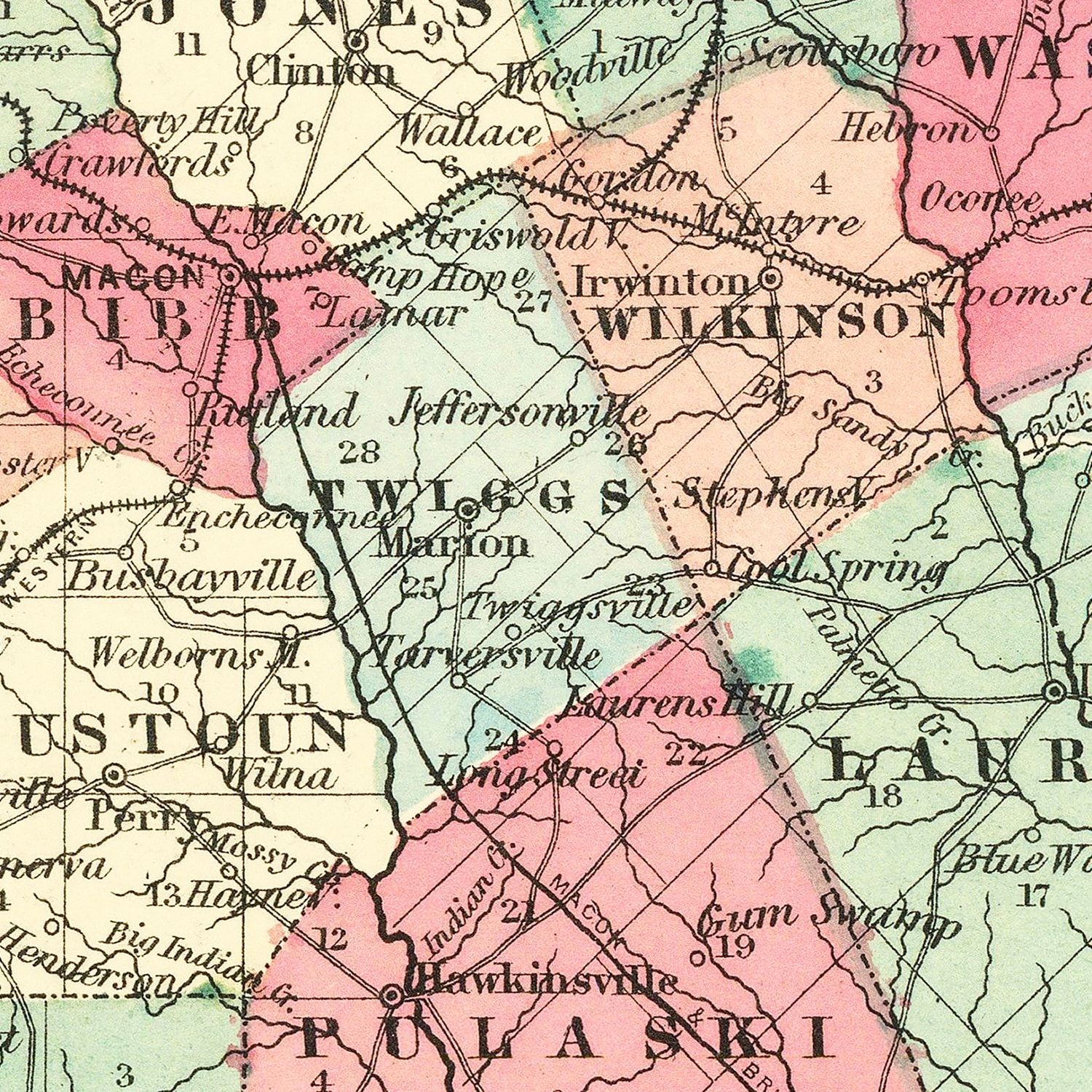 Vintage Map of Georgia 1859