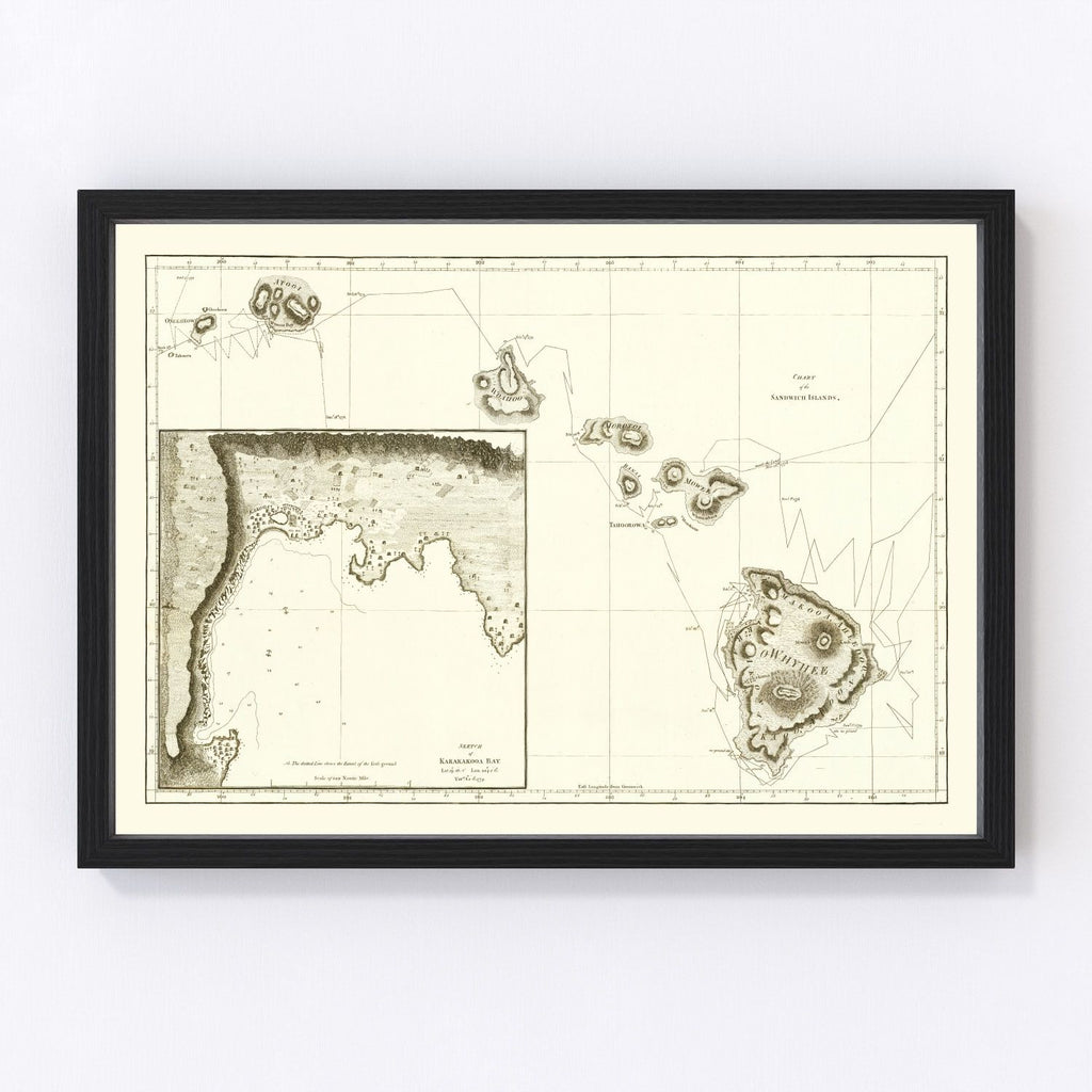 Vintage First Map of Hawaii 1784