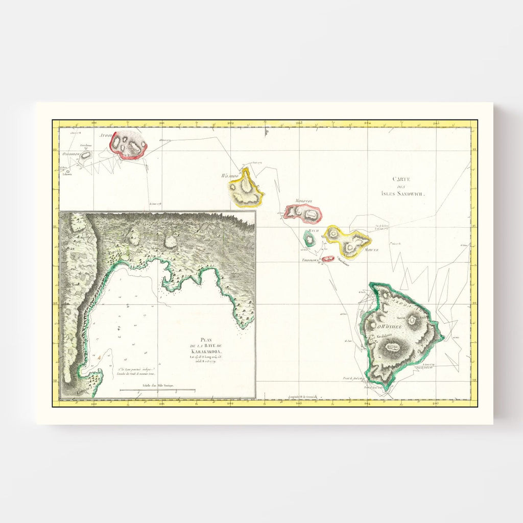 Vintage Map of Hawaii 1785