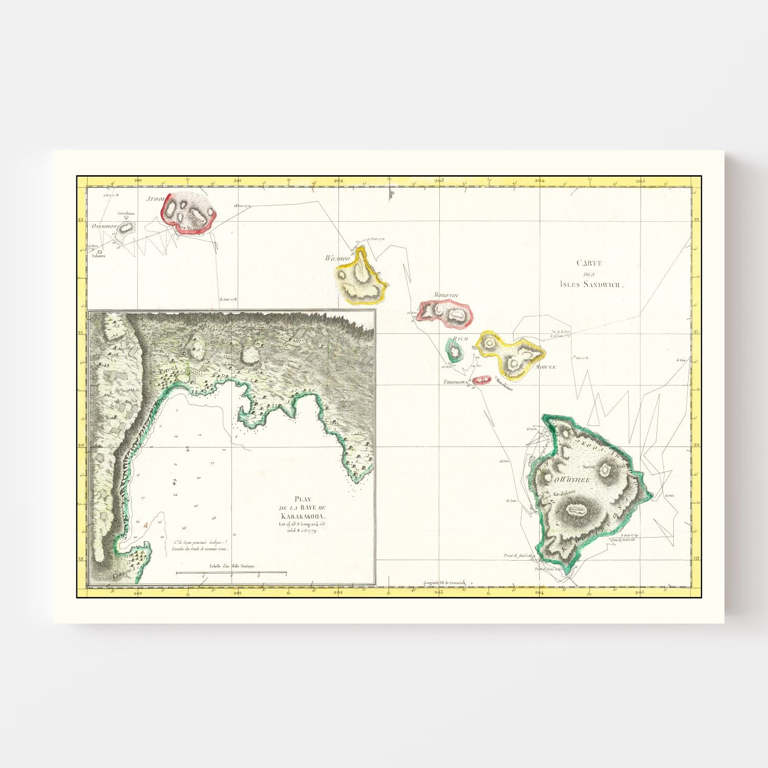 Vintage Map of Hawaii 1785