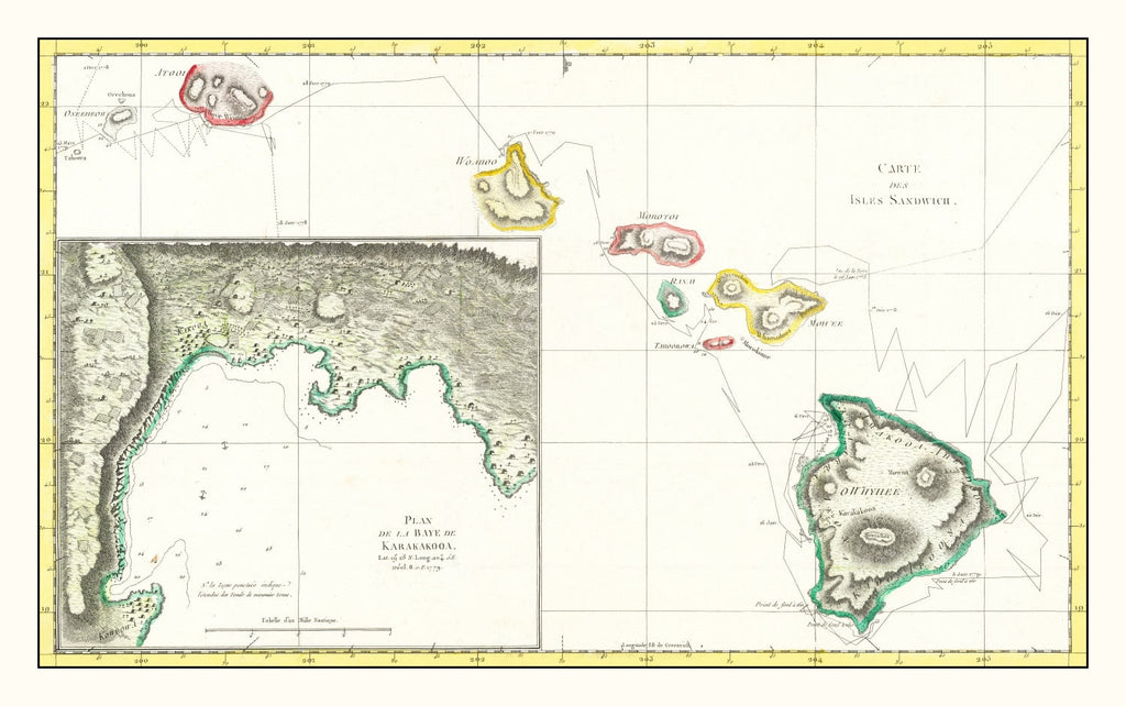Vintage Map of Hawaii 1785