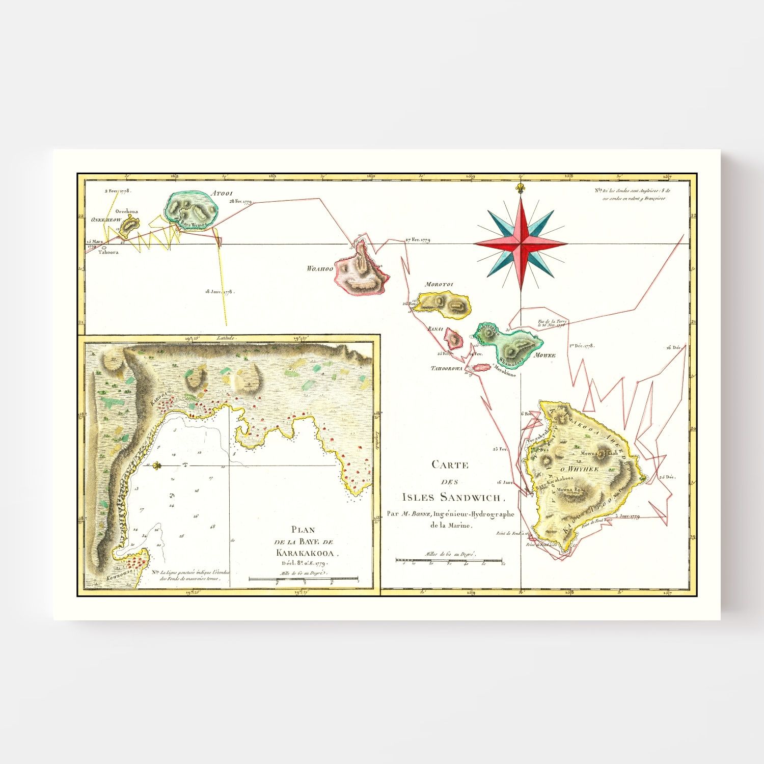 Vintage Map of Hawaii 1787