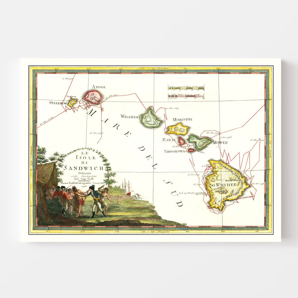 Vintage Map of Hawaii 1798