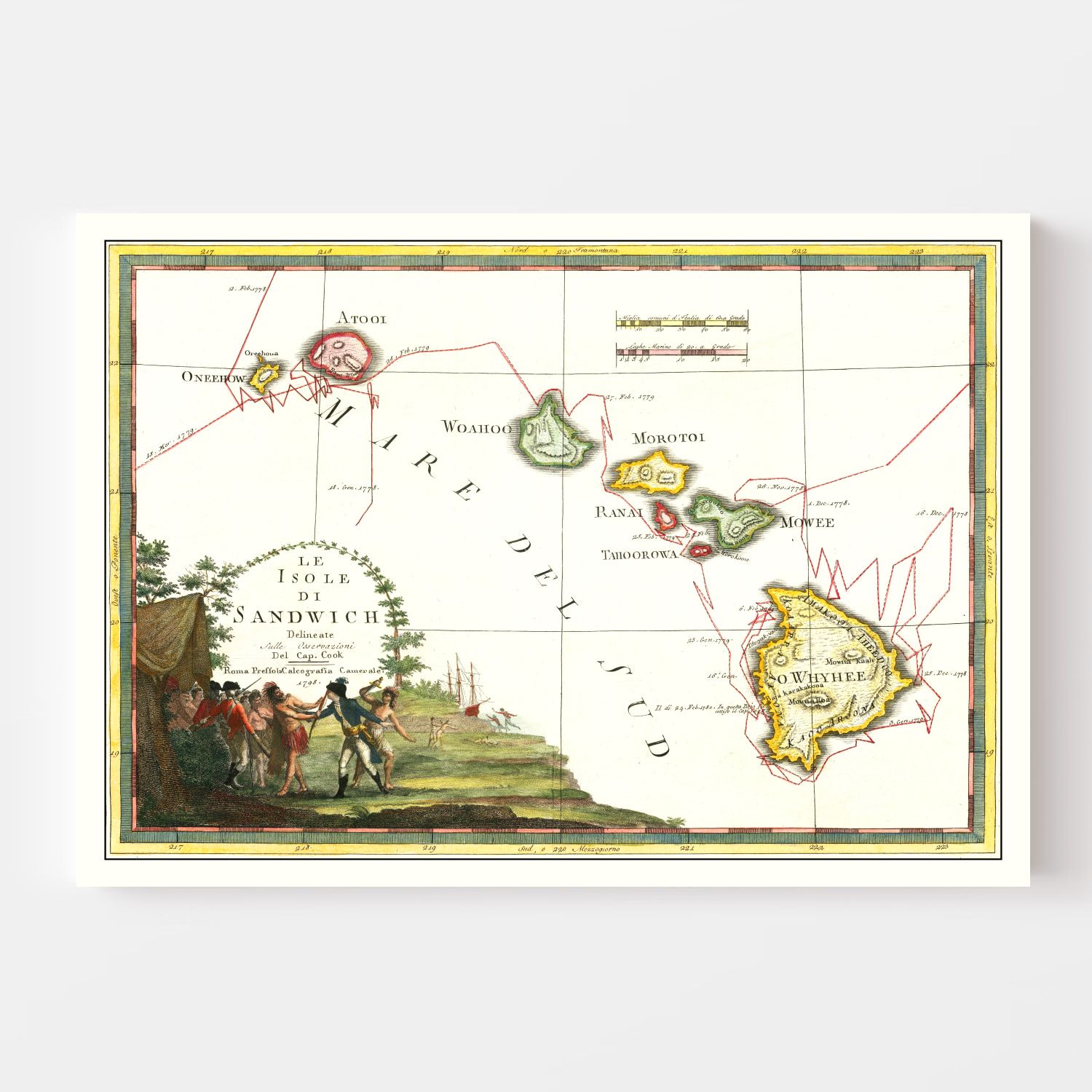 Vintage Map of Hawaii 1798